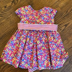 Ralph Lauren Pink floral dress with pink/white ribbon and bloomers. 6months